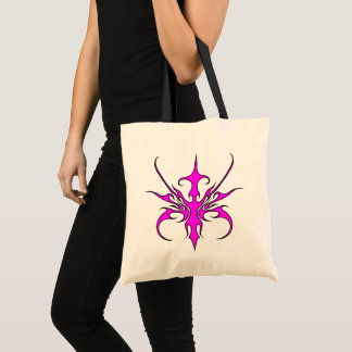 Kraftfull rosa och svart tribal linje konst illust tygkasse
