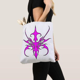 Kraftfull rosa och svart tribal linje konst illust tygkasse