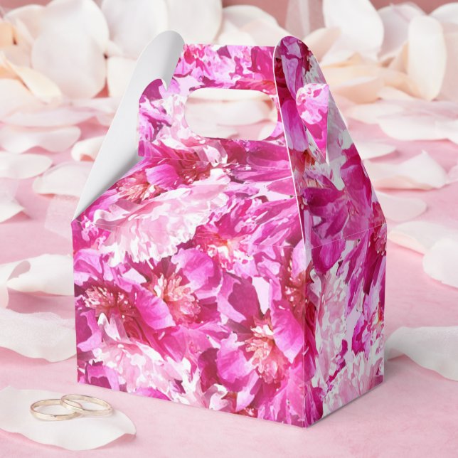 Kraftfull rosa peony blomsterdesign presentaskar (Bröllop)