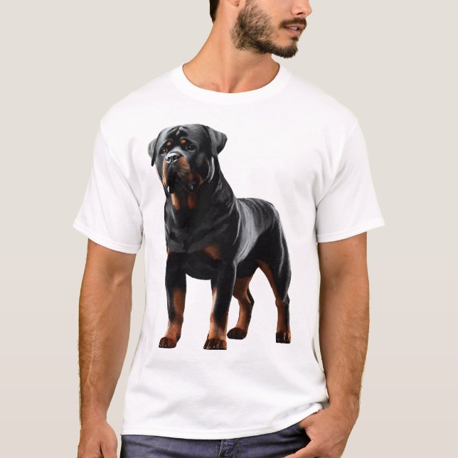 Kraftfull Rottweilerställning � Modig Helkroppshun T Shirt (Framsida)