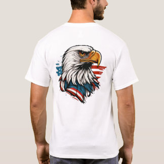 Kraftfull skallig örn med röd vit och blå patriot t shirt