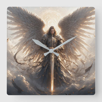 Kraftfull St Michael Archangel Wall Clock Fyrkantig Klocka