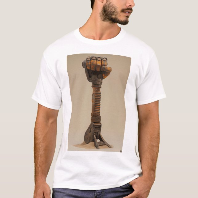 Kraftfull stöt-hammare 3D-render T-Shirt (Framsida)