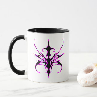 Kraftfull svart och rosa tribal linje konst illust mugg