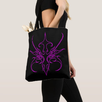 Kraftfull svart och rosa tribal linje konst illust tygkasse