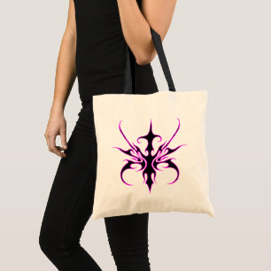 Kraftfull svart och rosa tribal linje konst illust tygkasse