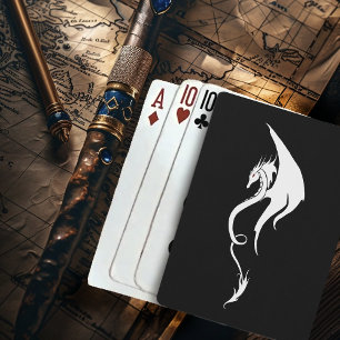 Kraftfull svart vit tribal drakillustrationsdesign casinokort