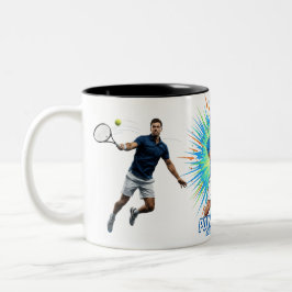 Kraftfull Tennisspelare Serve Sport Action Mugg