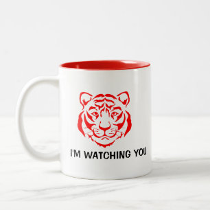 Kraftfull Tiger Ansikte Red Image-citattecken Två-Tonad Mugg