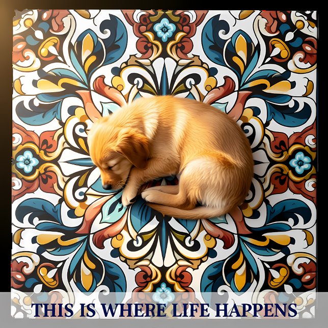 Kraftfull utformning av Blommigten i inbyggda kera Kakelplatta (Skapare uppladdad)