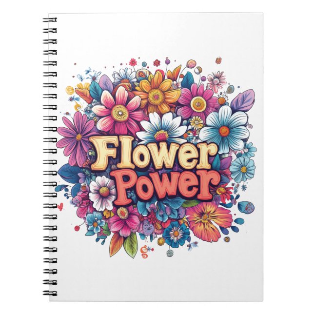 Kraftfull utformning av blommor med färgstarka blo anteckningsbok (Framsidan)