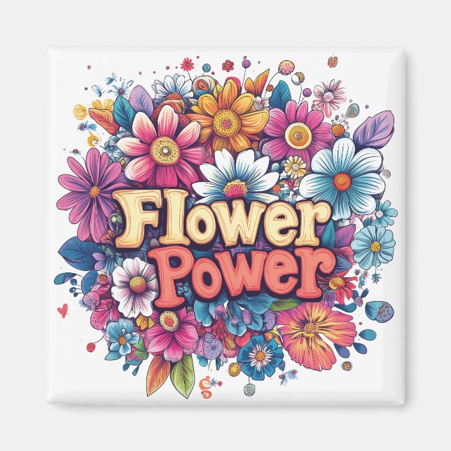 Kraftfull utformning av blommor med färgstarka blo magnet (Framsidan)