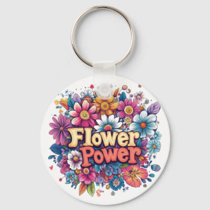 Kraftfull utformning av blommor med färgstarka blo nyckelring