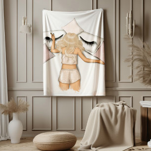 Kraftfull utformning av Blonde Girl Fleecefilt