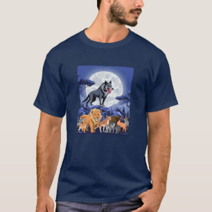 Kraftfull Varg under fullt uppehåll med ungdjur - T Shirt