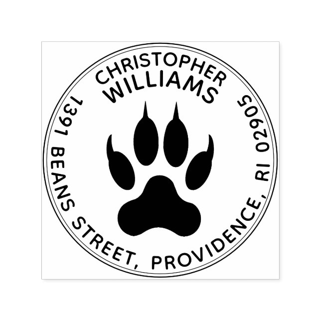 Kraftfull Vargfotsavtryck Rund Returadress Självfärgande Stämpel (Design)