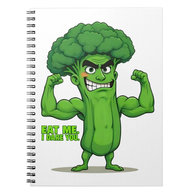 Kraftfull Veggies Klubb-Flexing Broccoli Funny Tec Anteckningsbok (Framsidan)