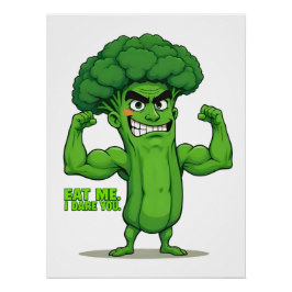 Kraftfull Veggies Klubb-Flexing Broccoli Funny Tec Perfect Poster