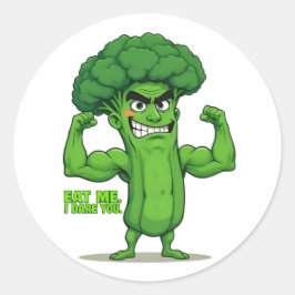 Kraftfull Veggies Klubb-Flexing Broccoli Funny Tec Runt Klistermärke