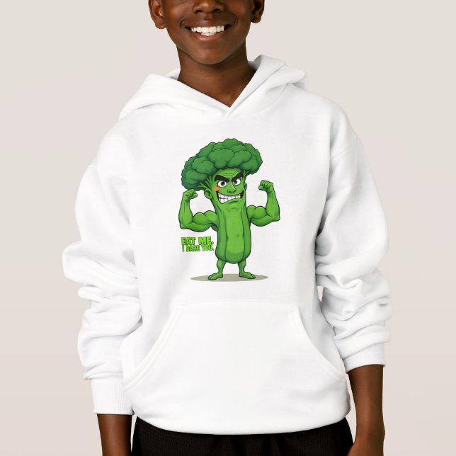 Kraftfull Veggies Klubb-Flexing Broccoli Funny Tec T Shirt (Framsida)