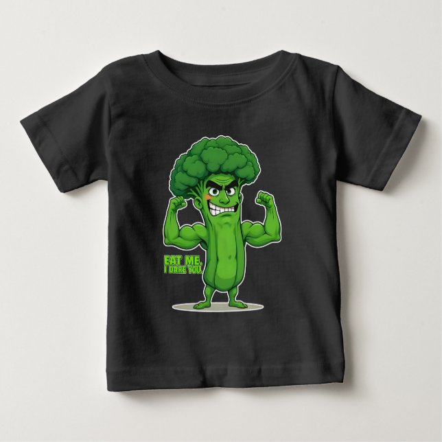 Kraftfull Veggies Klubb-Flexing Broccoli Funny Tec T Shirt (Framsida)