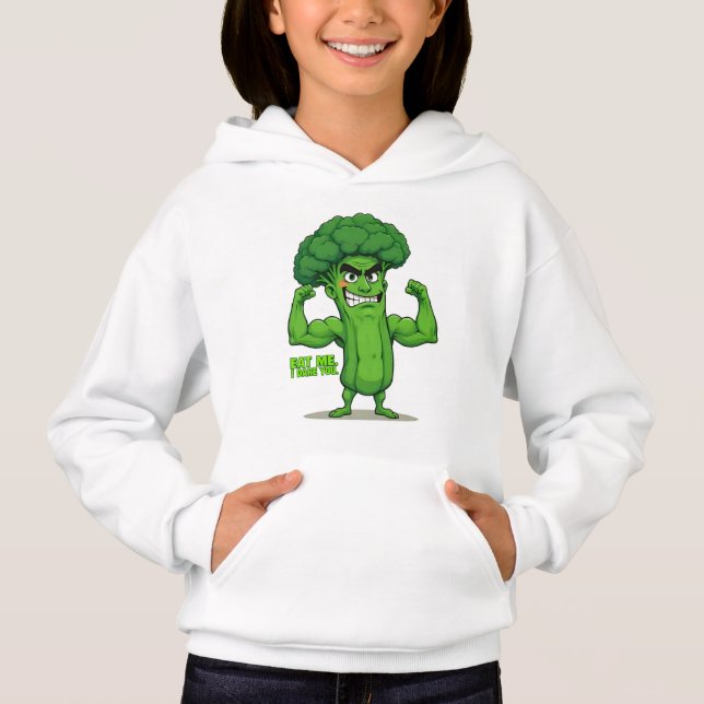 Kraftfull Veggies Klubb-Flexing Broccoli Funny Tec T Shirt (Framsida)
