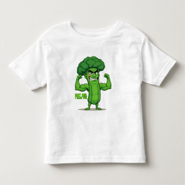 Kraftfull Veggies Klubb-Flexing Broccoli Funny Tec T Shirt (Framsida)
