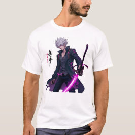 Kraftfull, vit-hårig animeringslöpare med ljusande t shirt