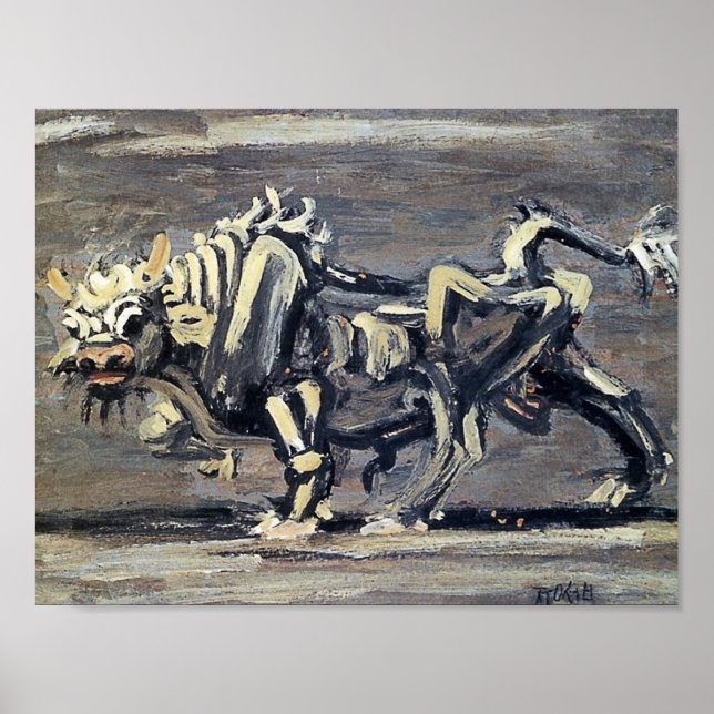 Kraftfull "White Ox 1"-målning av Lee Jung-seob Poster (Framsidan)