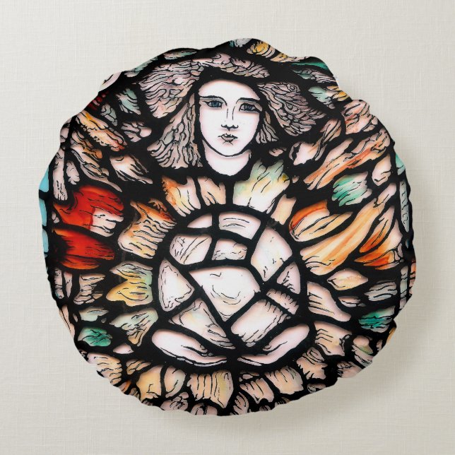 Kraftfulla Färg-runda polyesterkuddar Rund Kudde (Baksidan)