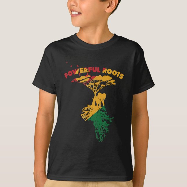 Kraftfulla rötter Afro African American Pride Blac T Shirt (Framsida)