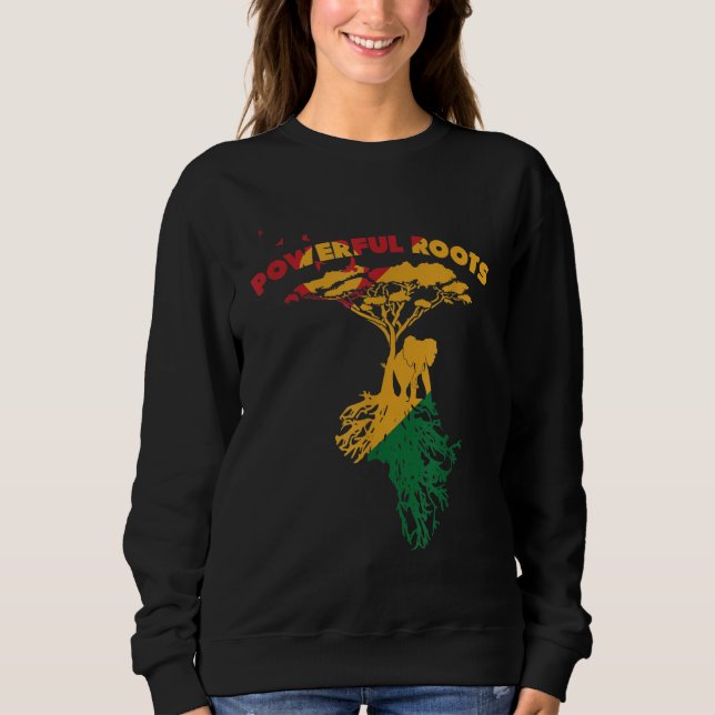 Kraftfulla rötter Afro African American Pride Blac T Shirt (Framsida)