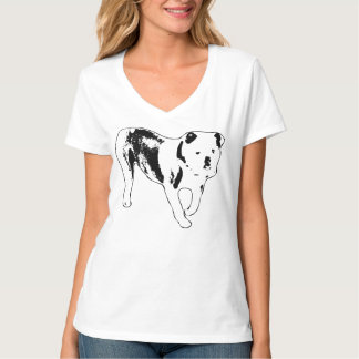 Kraftfullt svart-vit konstverk med en bulldogg frå t shirt