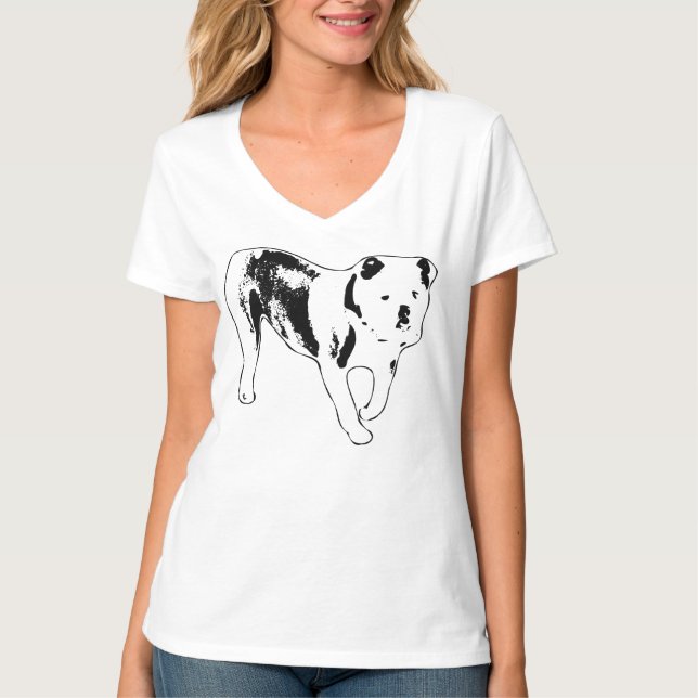 Kraftfullt svart-vit konstverk med en bulldogg frå t shirt (Framsida)