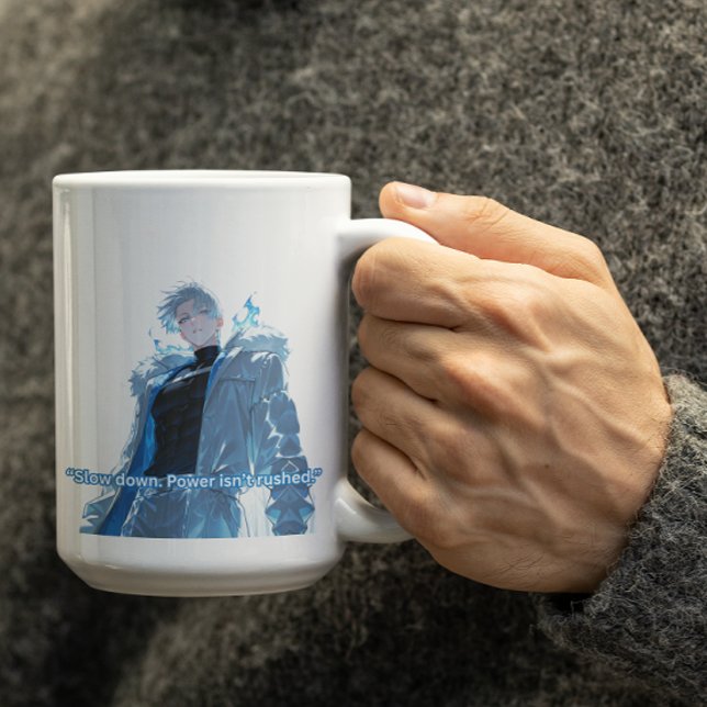 Kraftfullt, vitt hår Anime Guy Kaffemugg (Skapare uppladdad)