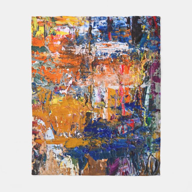 Kraftig abstraktion - Oljefärgschaos på konstnärer Fleecefilt (Framsidan)