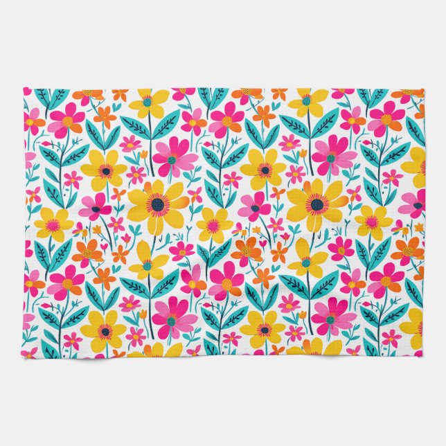 Kraftig blomning  kökshandduk (Horisontell)