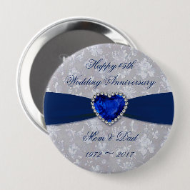 Kraftig Damask 45-årsjubileumsmagnet Knapp