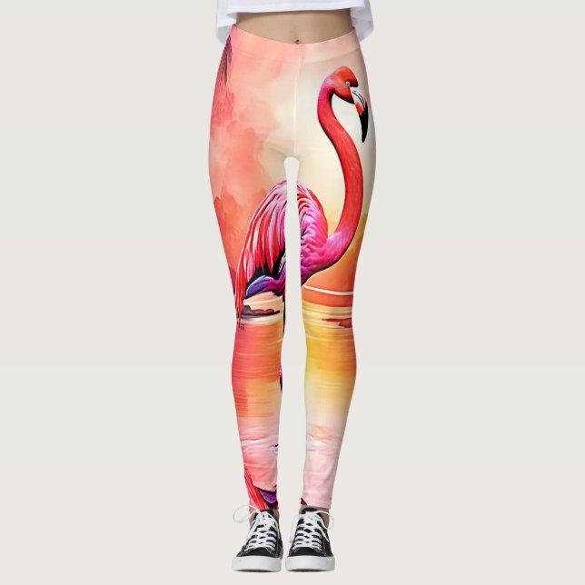 Kraftig design för tropisk glödglöd leggings (Framsida)