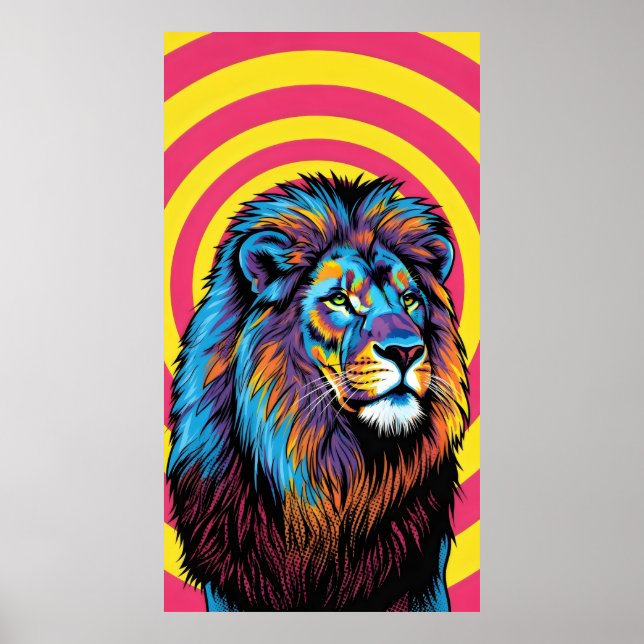 kraftig färgad lejon poster (Framsidan)