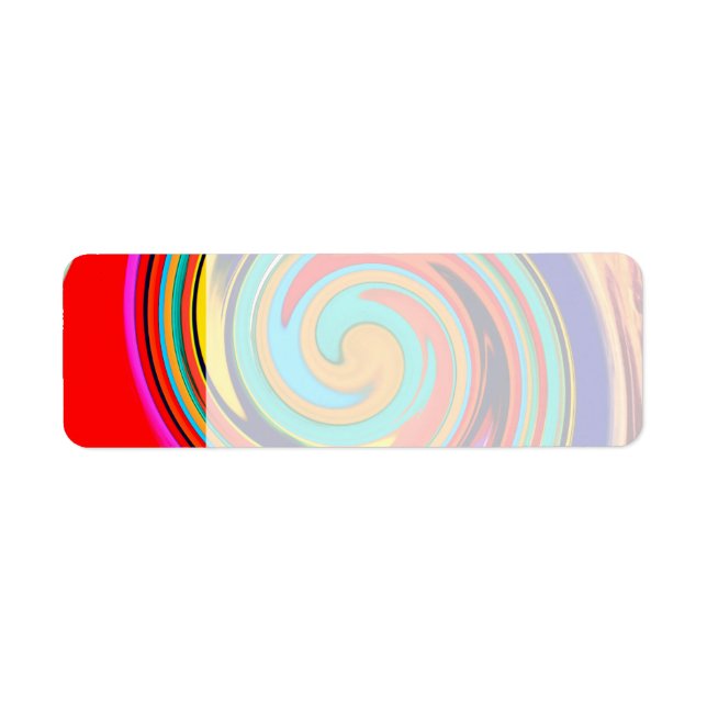 Kraftig färgfull Abstrakt Swirl av smält Kritor Returadress Etikett (Framsidan)