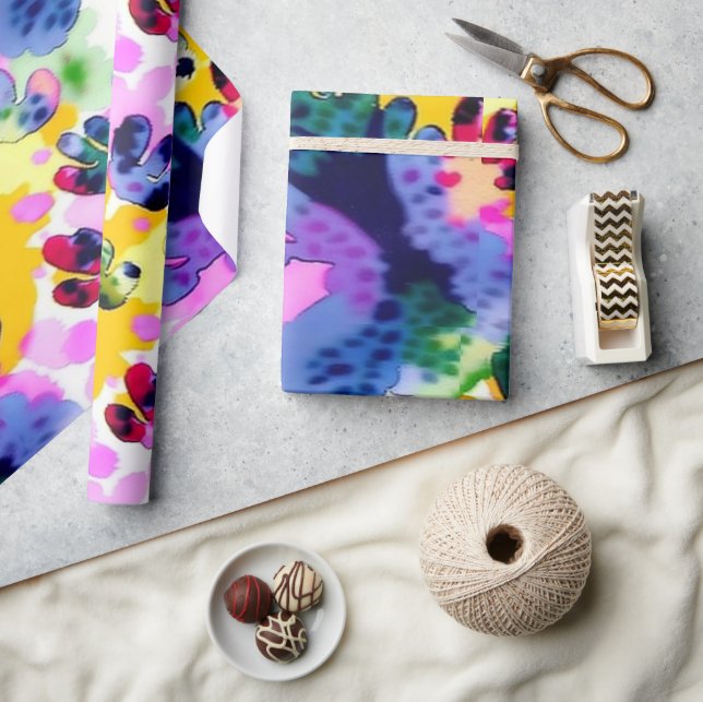 Kraftig färgstark abstrakt Pappra Figursättning Presentpapper (Hantverk)