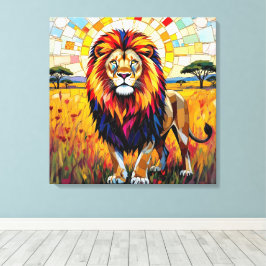 Kraftig färgstark Lejon mosaik Canvastryck