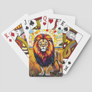 Kraftig färgstark Lejon mosaik Casinokort