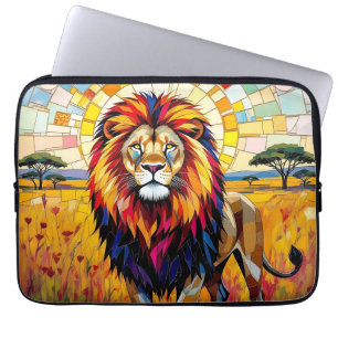 Kraftig färgstark Lejon mosaik Laptop Fodral