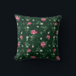Kraftig Grönt och rosa blommigt vattenfärg mönster Kudde<br><div class="desc">Kraftig Grönt och rosa blommigt vattenfärgsmedium mönster</div>