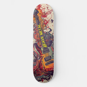 Kraftig Metall-guitarguitarguitar Mini Skateboard Bräda 18,5 Cm