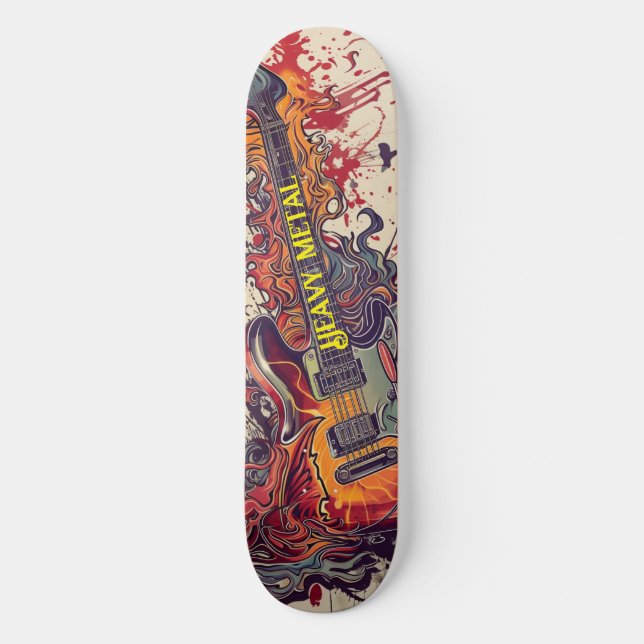 Kraftig Metall-guitarguitarguitar Mini Skateboard Bräda 18,5 Cm (Framsida)