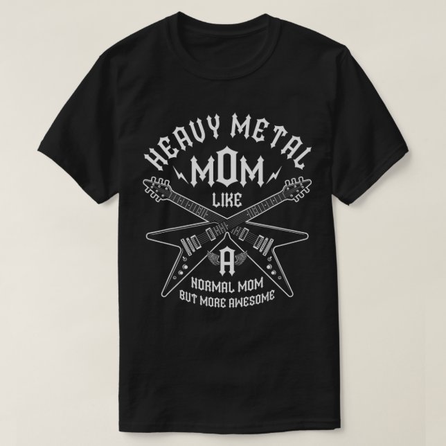 Kraftig Metall Mamma men mer Fantastisk Metalhead  T Shirt (Design framsida)
