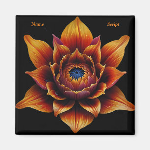 Kraftig Orange Blomhuvud Växt botaniskt konst Magnet